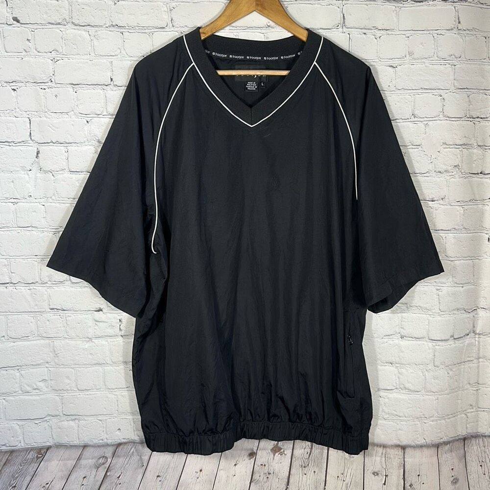 FOOTJOY Vneck Pullover/Windbreaker‎ Jacket Large Black Short Sleeve Outdoor Golf